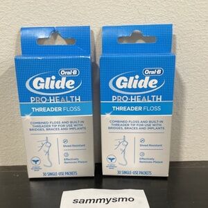 Oral-B Glide Pro-Health Threader Floss 30 Single Use Packets Original x2